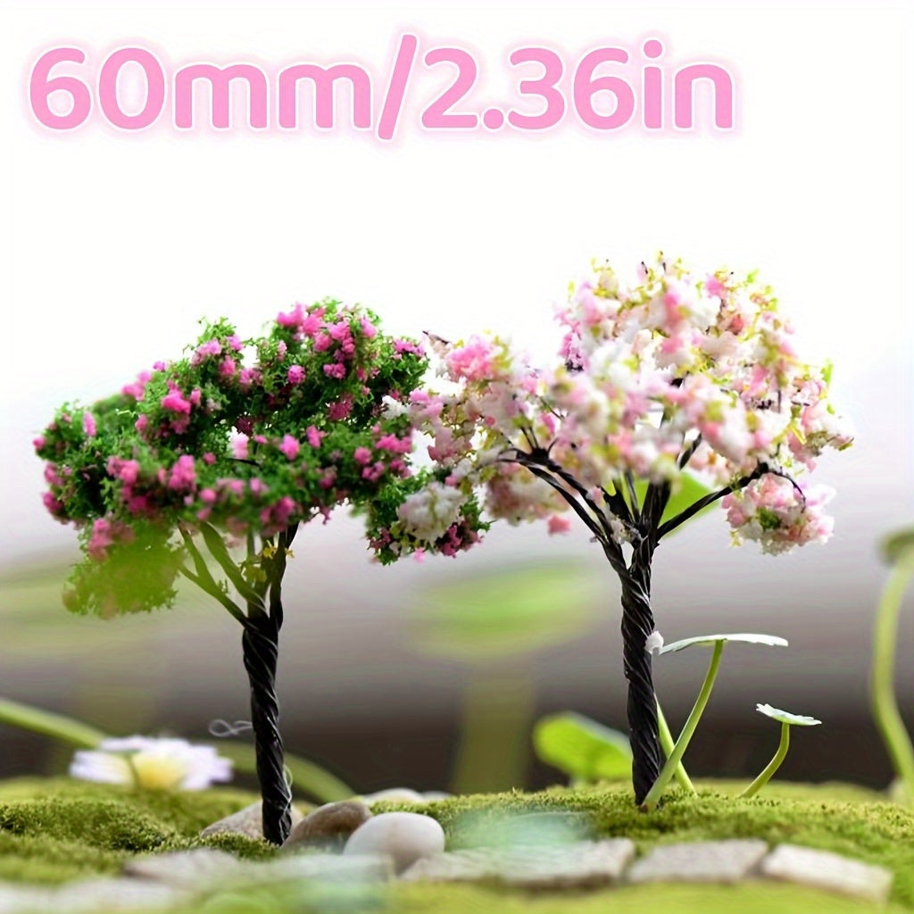 Lot de 6 arbres miniatures pour micro-paysage - Ornements d'arbres artificiels en PVC, couleurs et styles aléatoires, pour aquariums, jardins, terrariums et décorations de récipients en verre