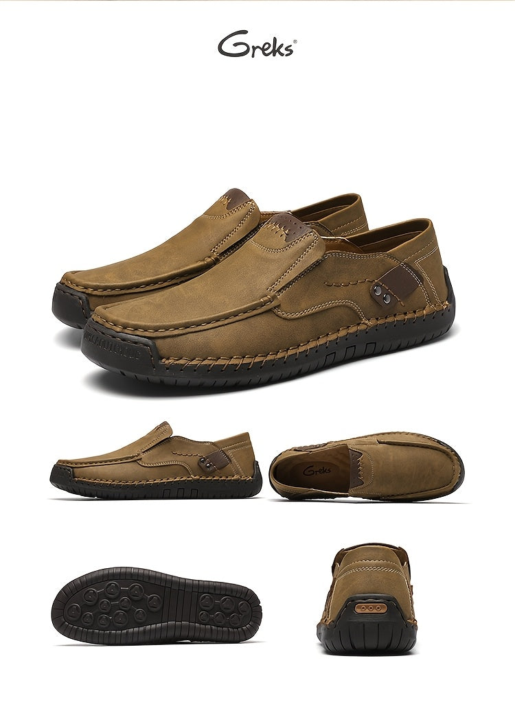 Mocassins de conduite cousus main pour homme, chaussures à enfiler légères et respirantes – Mocassins décontractés style bateau pour le travail, les voyages, la marche et l'extérieur, tailles US 4–12,5