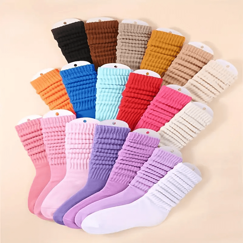 Chaussettes montantes pour femme, lot de 14 paires – Chaussettes douces, épaisses et souples, couleurs unies assorties, chaussettes de sport et de loisirs confortables en toute saison, lavables en machine, coffret cadeau pour Noël et Halloween