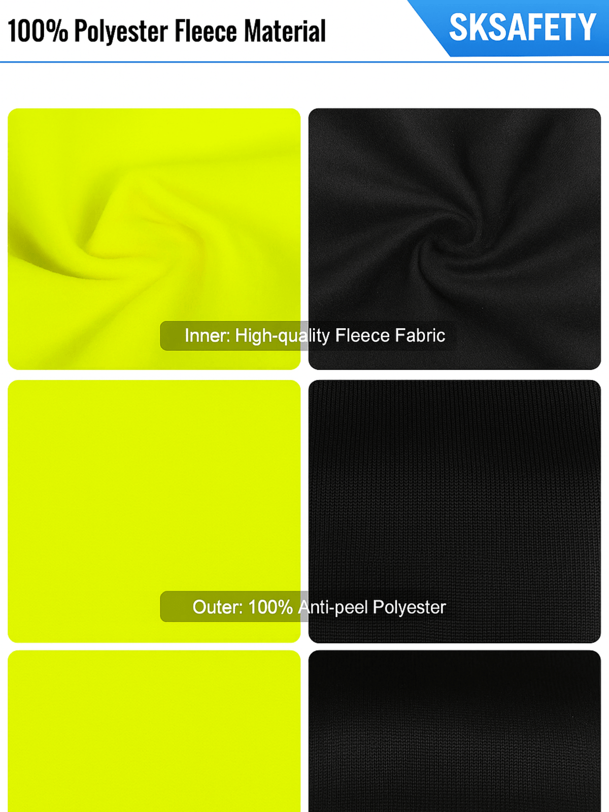 Sweat-shirt à capuche zippé en polaire haute visibilité ANSI classe 3 type R, vêtement de travail de chantier unisexe avec cache-cou, jaune fluorescent