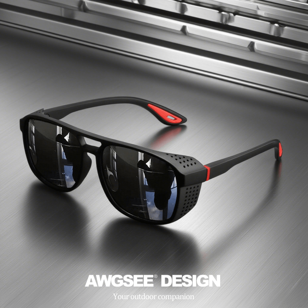 Lunettes de soleil sport polarisées Steampunk pour hommes et femmes – Verres HD UV400 pour le cyclisme, la course, la pêche et la conduite, monture durable avec découpes latérales, lunettes de sport en plein air