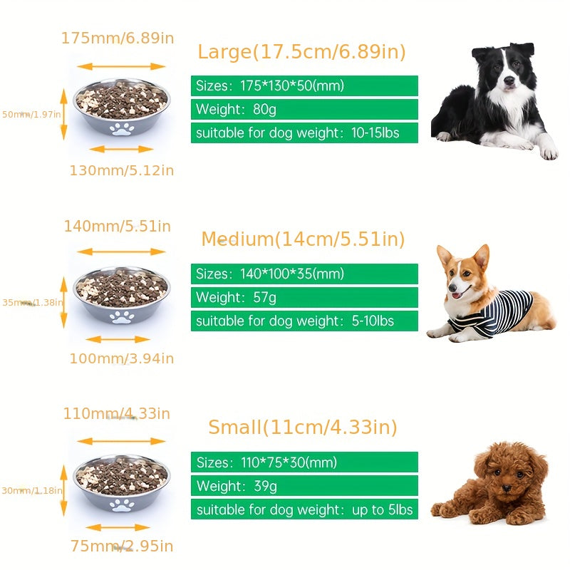Stainless Steel Pet Bowl with Non-Slip Base β Colorful Printed Food & Water Dish for Cats and Dogs, Durable Easy-Clean Feeding Bowl for Small Medium Large Pets