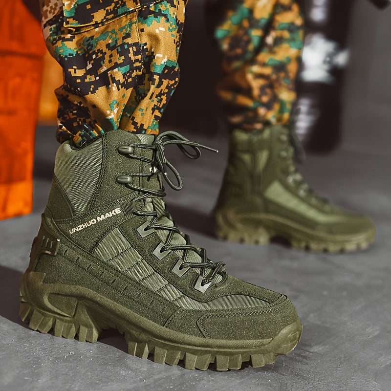 Bottes de randonnée tactiques montantes légères pour hommes – Bottes d'extérieur durables et antidérapantes pour la jungle, la chasse et les voyages d'aventure, toutes saisons, vert armée, marron foncé, sable, US 6,5-12
