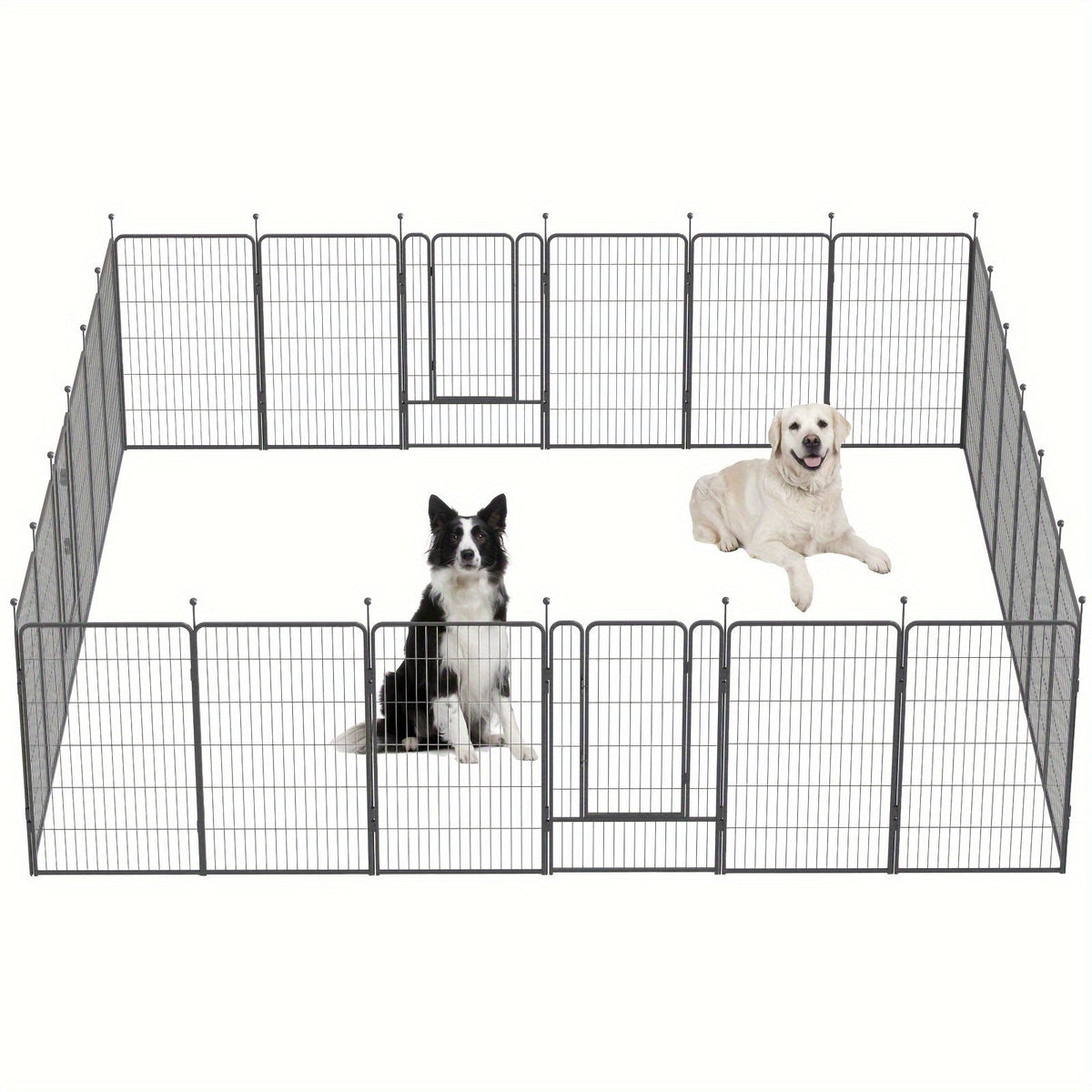 Parc pour chien extérieur, 8 panneaux, 32 pouces, finition martelée – Enclos de jardin pré-assemblé pour chiens de petite à moyenne taille, barrière de jardin, enclos extensible pour animaux