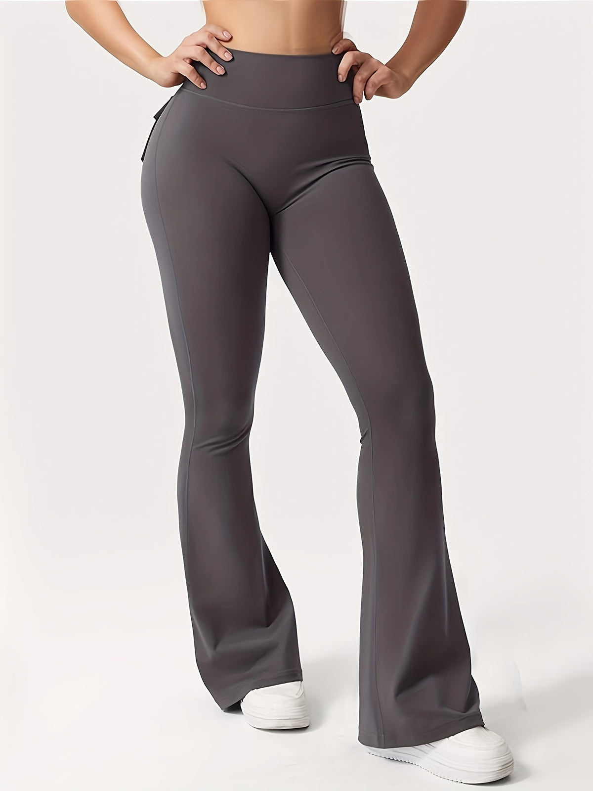 Lot de 3 pantalons évasés taille haute pour femmes – Leggings cargo de sport décontractés, gainants, galbants et séchage rapide, coupe longue, noir, gris, vert