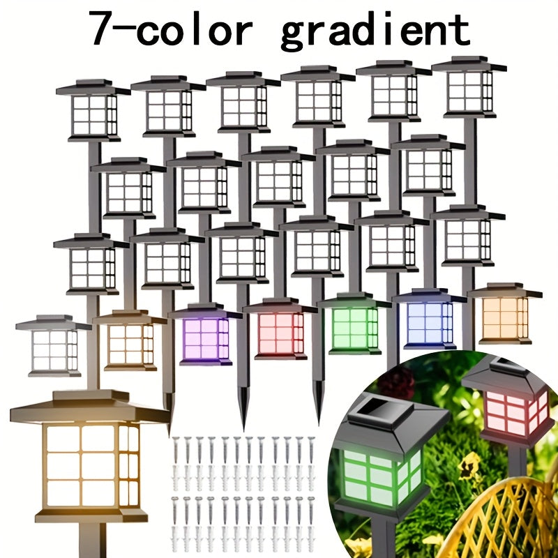 Lot de 6/12/24 lampes solaires d'extérieur pour jardin, étanches IP44 | Éclairage paysager LED blanc chaud/multicolore pour allée, cour, terrasse et décoration de fête – Marche/arrêt automatique