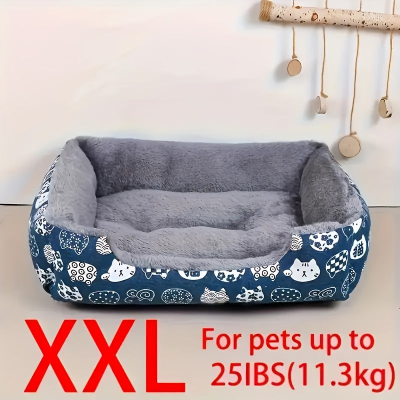 Matelas ultra-doux pour animaux et coussin de canapé – Coussin de lit chaud et confortable pour chien et chat, design bleu, tissu durable facile à nettoyer, 3 tailles M/L/XL pour chats, chiens et petits animaux