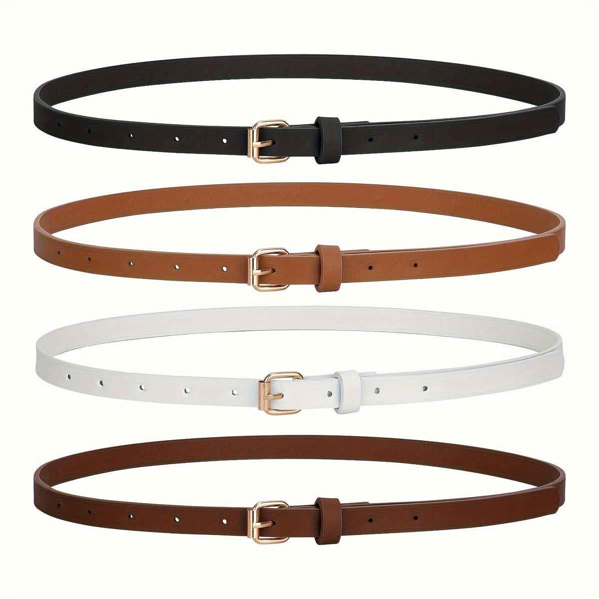 Ceinture fine pour femme en cuir synthétique, 4 styles, tailles S à 1XL, ceinture mode skinny pour robes, jeans, jupes, tenues décontractées et élégantes – Styles A B C D