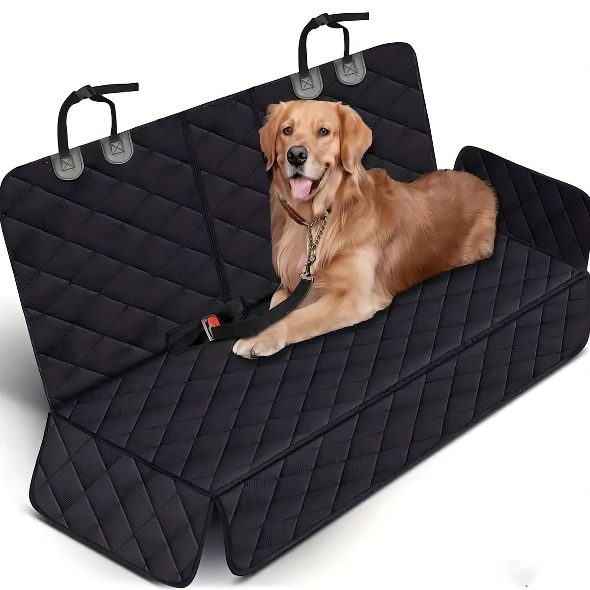 Housse de siège auto pour chien pour siège arrière – Imperméable, antidérapante et anti-rayures, protège-siège lavable compatible avec accoudoir, convient à la plupart des voitures, SUV et camions, motif fleurs et crânes noir