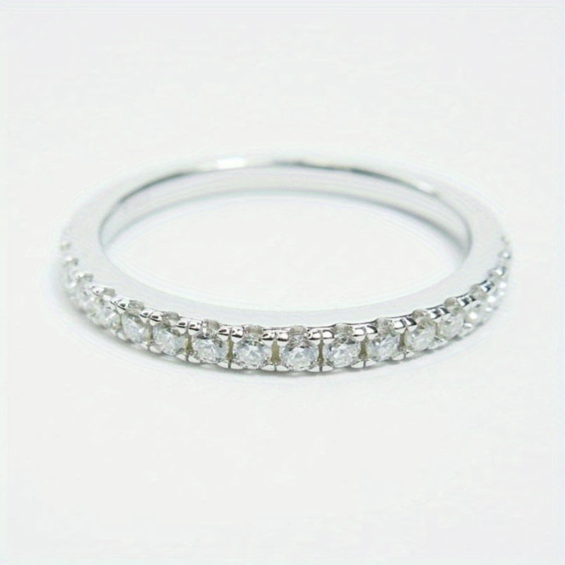 Bague pour femme en argent sterling 925 avec moissanite de 0,1 ct, taille ronde – Alliance vintage style hip-hop plaquée rhodium, tailles 5 à 10, bague de fiançailles et d'anniversaire