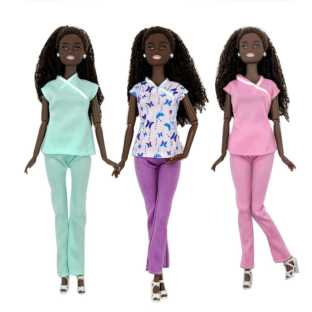 Ensemble de 5 vêtements d'infirmière et de médecin pour poupées de 29 cm - Accessoires de mode pour jeux de rôle compatibles avec Barbie, tenues de costume médical, cadeau d'anniversaire pour filles de 3 ans et plus