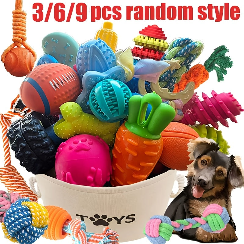 Lot de jouets à mâcher pour chien 3/6/9 pièces - Ensemble de jouets dentaires pour chiots en période de dentition, jouets corde à nœuds anti-ennui pour petits chiens, coffret cadeau assorti style aléatoire