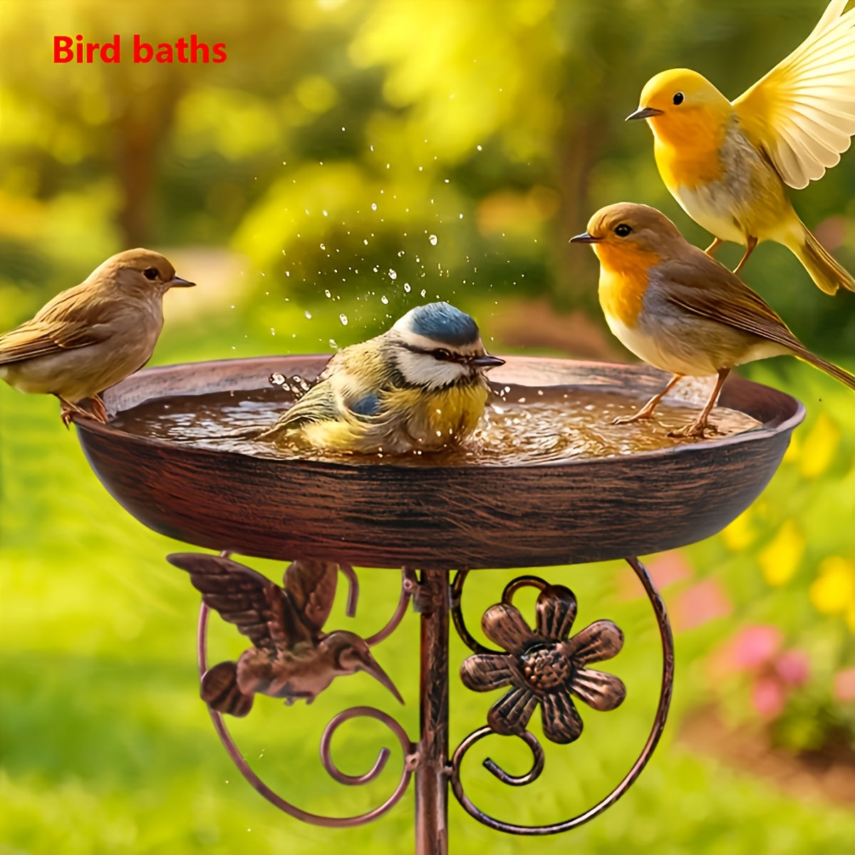 Ensemble abreuvoir et mangeoire pour oiseaux en métal, motif tournesol, base à 5 griffes, décoration de jardin résistante aux intempéries pour arrière-cour, cour, terrasse et patio