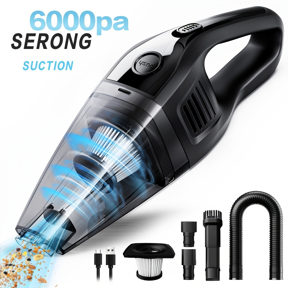 Aspirateur à main rechargeable sans fil – Aspiration puissante de 6 kPa, 40 dB silencieux, mini aspirateur portable pour poils d'animaux, voiture, clavier, nettoyage de bureau et maison avec suceur plat