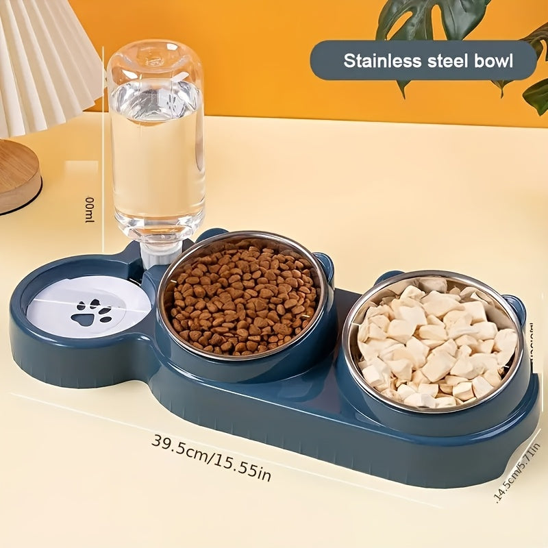 Ensemble de bols pour animaux inclinés et antidérapants – Conception ergonomique inclinée pour chats et chiens, sans pile, favorise une posture saine, station de nourriture et d'eau facile à nettoyer pour animaux d'intérieur
