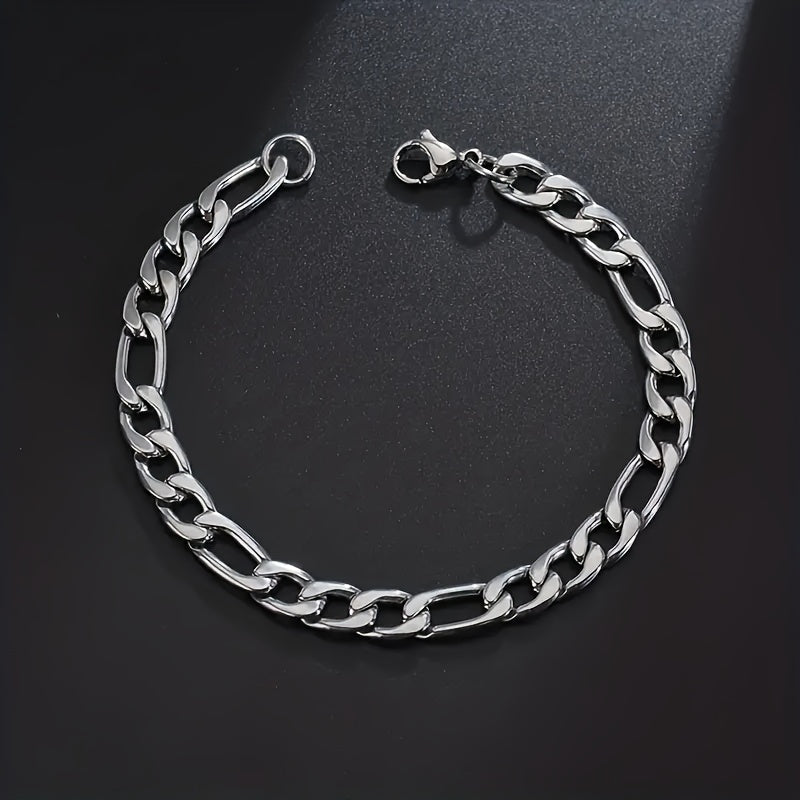 Ensemble collier et bracelet chaîne cubaine en acier inoxydable, 2 pièces – Bijoux unisexe style rétro Y2K pour hommes et femmes, chaîne à maillons cubains en acier 304L résistant au ternissement, disponible en tailles de 18 à 30 pouces