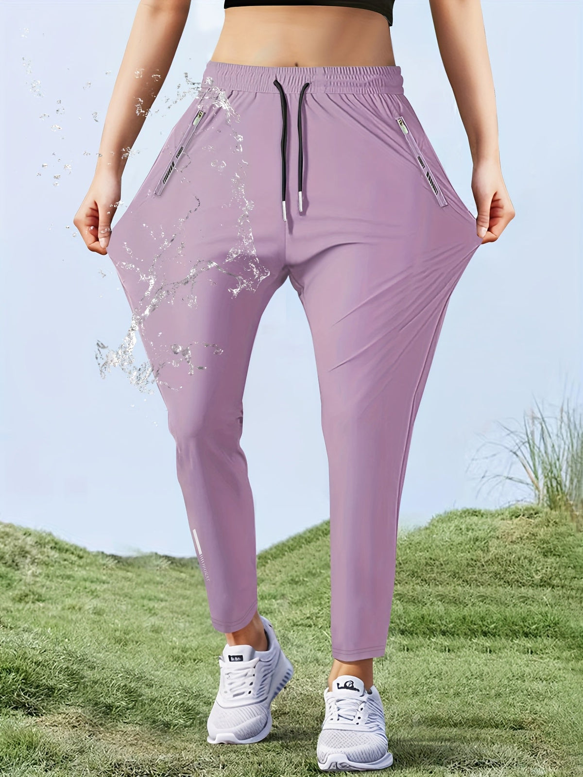 Pantalon de jogging athlétique pour femme, coupe droite, séchage rapide, haute élasticité, taille à cordon, poche zippée, pantalon de course léger et déperlant, 5 couleurs, XS-XL