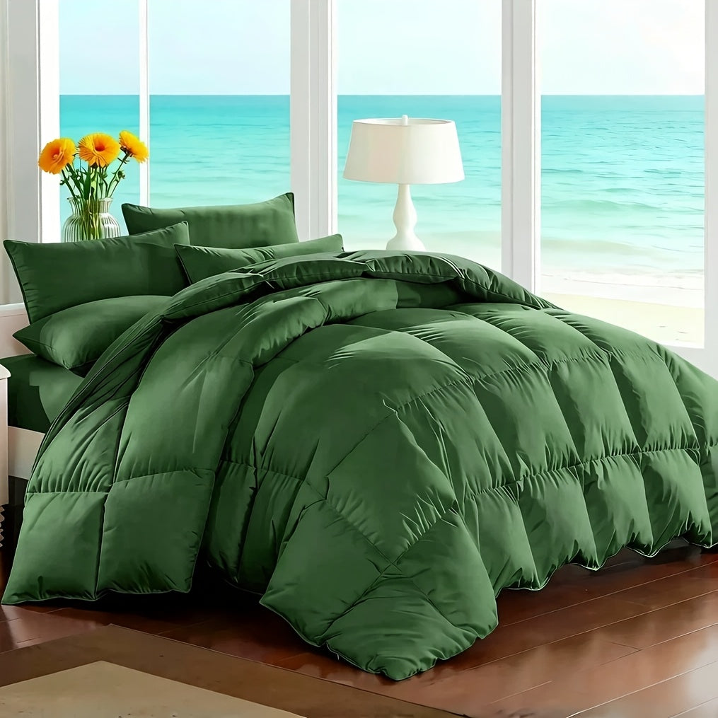 Ensemble de literie 7 pièces pour lit Queen/King – Parure de lit en microfibre douce à plis pincés, comprenant une couette, un drap-housse, un drap plat et 4 taies d'oreiller, ensemble de literie toutes saisons pour la maison et le dortoir
