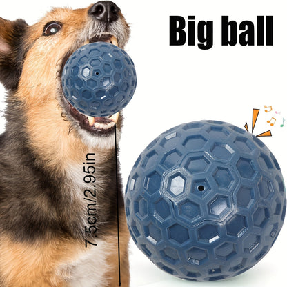 Balle sonore pour chiens de grande taille - Jouet à mâcher ultra-résistant en caoutchouc, nettoie les dents, distributeur de friandises interactif, balle durable pour les mâcheurs agressifs