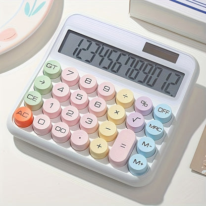 Calculatrice de bureau solaire 12 chiffres – Grand écran, grosses touches, haute précision, sans pile, calculatrice portable pour le bureau, l'école et la maison
