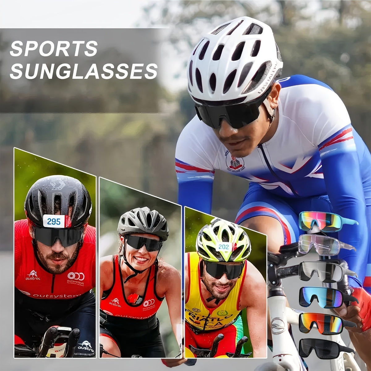 Lot de lunettes de soleil de sport – 6 ou 12 paires, monture légère en polycarbonate, protection UV, verres haute définition antireflets, lunettes unisexes pour la conduite et les activités en plein air, style futuriste