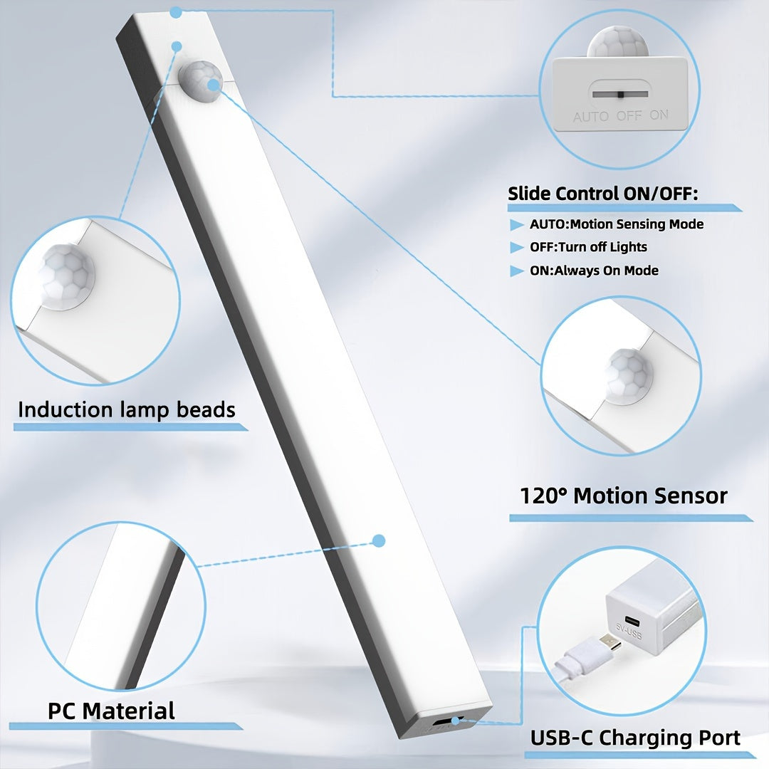 Lampe de placard LED à détecteur de mouvement rechargeable par USB – Éclairage intelligent sans fil sous meuble, intensité réglable 3 niveaux, veilleuse pour cuisine, chambre, placard, escaliers, couloir – Lot de 6 ou 3