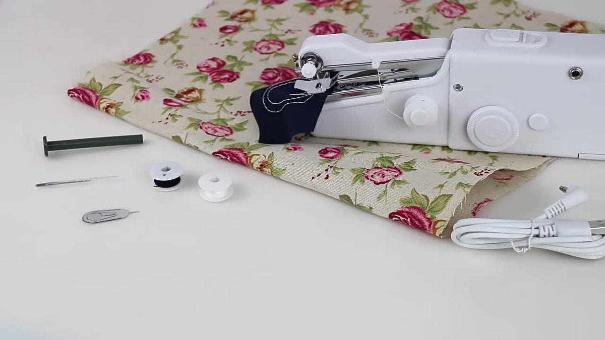 Mini machine à coudre portable sans fil avec kit d'accessoires – Outil de couture manuel léger pour débutants, réparations rapides de tissus, ourlets et travaux manuels, en blanc ou noir