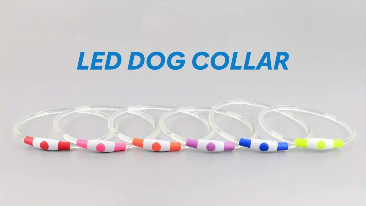 Collier pour chien à LED rechargeable par USB – Collier de sécurité lumineux à 360° avec 3 modes, réglable et découpable en TPU pour chiens de petite, moyenne et grande taille, idéal pour les promenades nocturnes, la course et la chasse