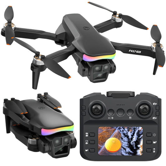 Drone RC pliable avec double caméra, télécommande à écran LCD, moteur sans balais, maintien de l'altitude, flips 3D, mode sans tête, décollage à une touche, carte SD 32 Go pour débutants et adultes