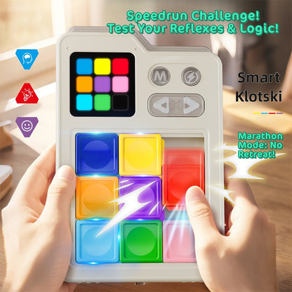 Console de jeu électronique de réflexion Klotski, puzzle Huarong Dao avec effets sonores, plateau de jeu à induction, difficulté progressive, jouet éducatif STIM, cadeau pour enfants et adultes
