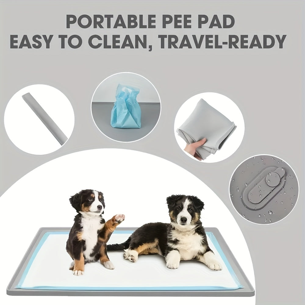 Support pour tapis de propreté avec clips magnétiques – Plateau d'apprentissage en silicone réutilisable, rebords surélevés anti-fuite, facile à nettoyer, convient aux tapis standard et XL, idéal pour chiots, chats et petits animaux