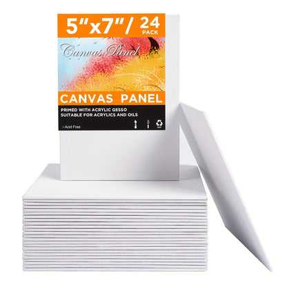 Lot de 12 et 24 panneaux entoilés 13 x 18 cm – Panneaux de peinture vierges apprêtés sans acide, prêts à l'emploi pour acrylique, huile et aquarelle, coton épais, pour artistes et débutants