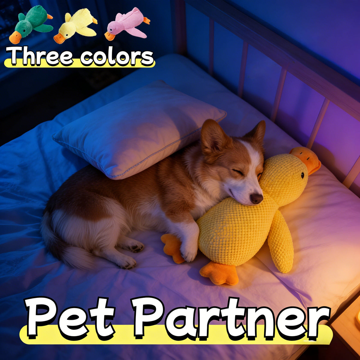 Jouet en peluche couineur en forme de canard pour chien, 23 cm - Animal en peluche interactif à mâcher pour chiens et chats, 3 couleurs, jouet sonore résistant aux morsures pour toutes les races, peluche douce et mignonne pour le jeu et le confort