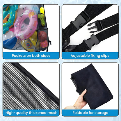 Grand sac de rangement pour piscine en filet avec cordon de serrage, 152 cm – Organisateur en filet robuste pour flotteurs gonflables, bouées, jouets de plage et accessoires de piscine, sac de transport imperméable et respirant