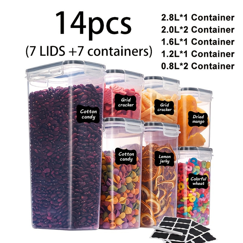 Boîtes de conservation hermétiques avec couvercles, sans BPA – Récipients de rangement de garde-manger en plastique avec fermeture à clapet pour riz, céréales, pâtes, farine et sucre, empilables, ensembles de 6 à 84 pièces