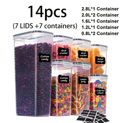 Boîtes de conservation hermétiques avec couvercles, sans BPA – Récipients de rangement de garde-manger en plastique avec fermeture à clapet pour riz, céréales, pâtes, farine et sucre, empilables, ensembles de 6 à 84 pièces