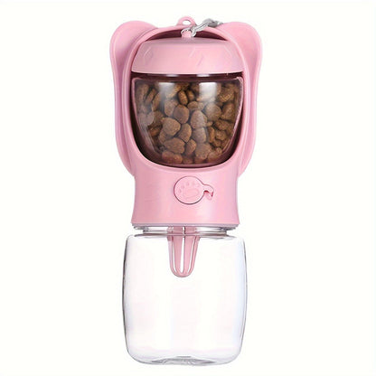 Gourde portable pour chien avec récipient à nourriture - Distributeur d'eau pour animal de compagnie 2-en-1 pour la marche, la randonnée et le voyage, gourde anti-fuite pour chiens et chats