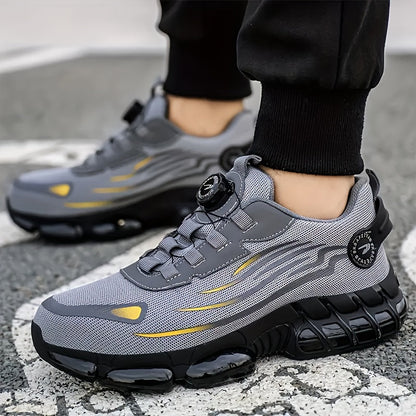 Chaussures de travail respirantes pour hommes – Chaussures de sécurité durables avec bandes réfléchissantes, semelle légère et amortissante pour l'industrie, la construction et un usage quotidien, disponibles en noir et gris, tailles US 6 à 11