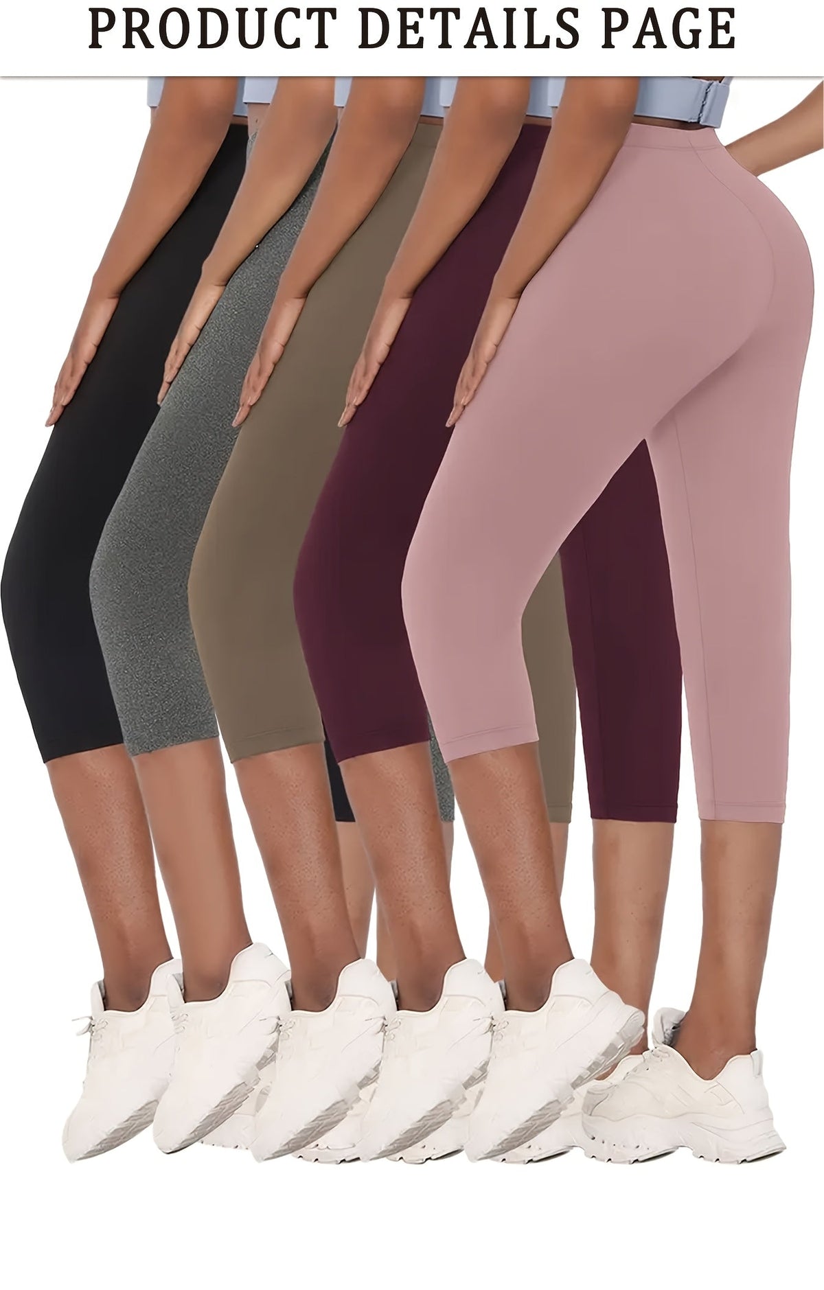 Lot de 5 leggings Capri femme ultra-extensibles – Pantalons de sport 7/8 opaques non transparents, collants athlétiques 92 % polyester 8 % élasthanne pour salle de sport, running et yoga, lavables en machine, XS-XXL, couleurs mélangées