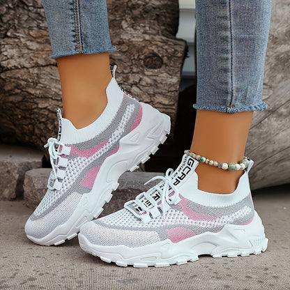 Baskets basses décontractées pour femme avec semelle épaisse en PVC – Tennis légères et respirantes pour la salle de sport, le running et le quotidien | Chaussures de sport pour femme, tailles US 5-10, disponibles en vert, noir, rose et bleu