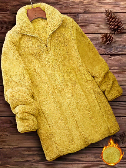 Zip Up Teddy Coat Women Fuzzy Fleece Sherpa Jacket Solid Color Long Sleeve Winter Outerwear Warm Fluffy Coat with Zipper Closure S-XXL Multiple Colors