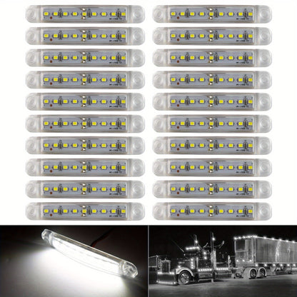 Lot de 20 feux de gabarit latéraux universels à 9 LED 12V pour camion, voiture, remorque, SUV – Blanc, rouge, ambre, bleu, vert – Kit de feux de gabarit latéraux LED lumineux