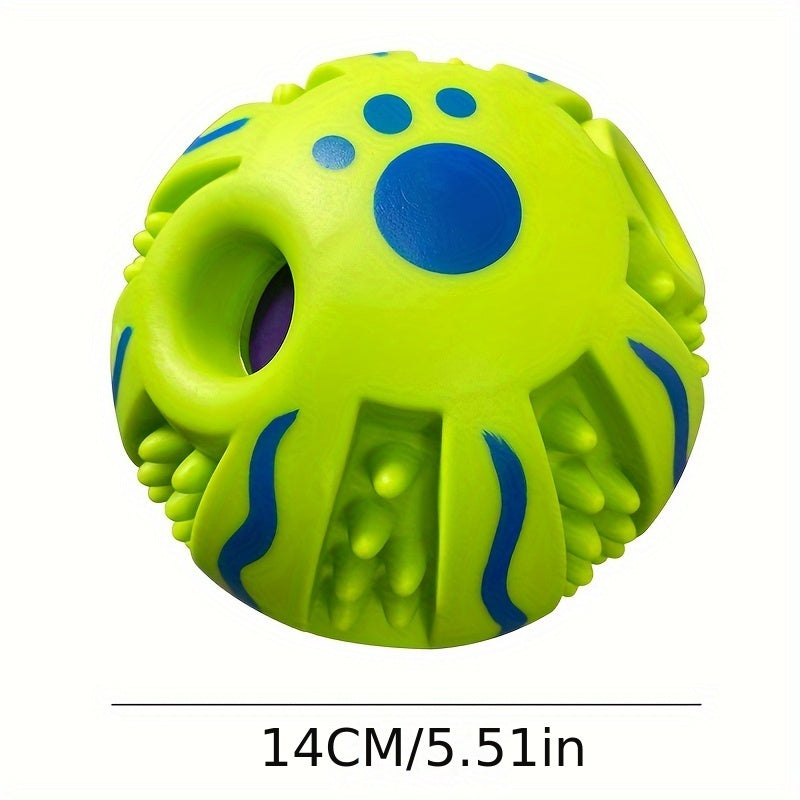 Jouet pour chien balle à picots sonore 10 cm - Balle interactive sonore pour le nettoyage des dents et le troupeau, jouet d'entraînement pour chiens moyens et grands, balle sensorielle en caoutchouc durable avec couineur
