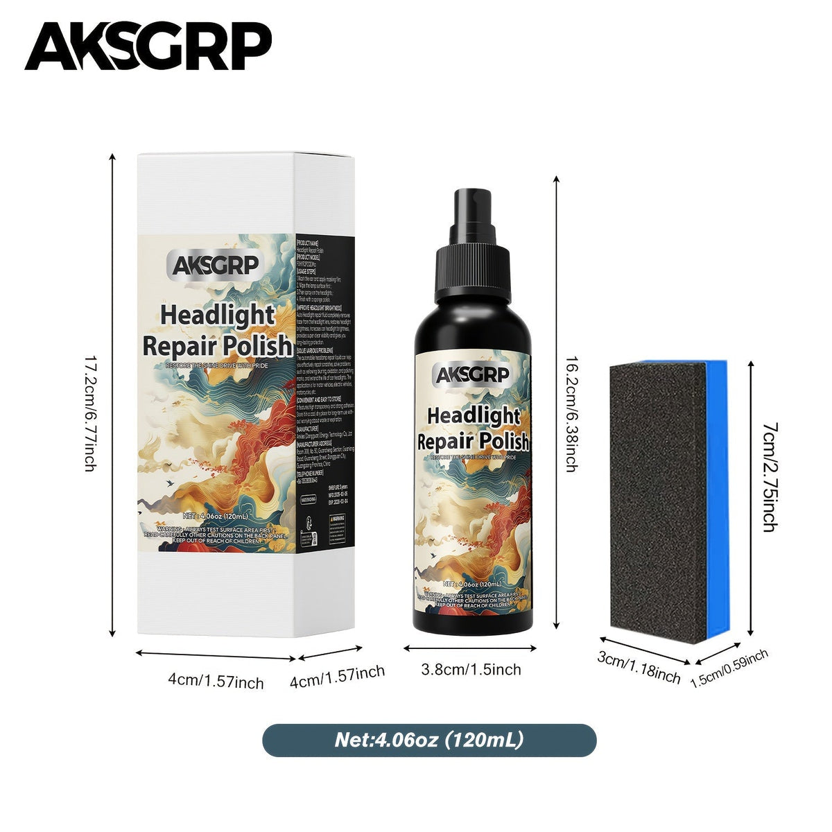Kit de polissage pour restauration de phares – Formule cristalline anti-jaunissement pour phares, feux arrière et antibrouillards ternis, rénovateur d'éclairage auto multi-usage, 30 ml / 50 ml / 120 ml