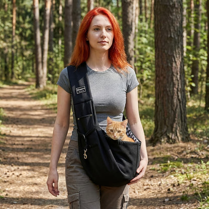 Sac de transport pliable et léger pour animaux – Sac bandoulière respirant pour petits chiens et chats, sac de transport portable pour randonnées, courses, visites chez le vétérinaire et aventures quotidiennes