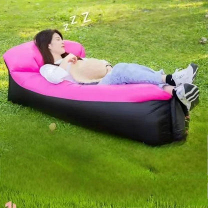 Canapé gonflable portable et fauteuil inclinable pour l'extérieur – Transat robuste semblable à un lit, gonflage et dégonflage rapides, léger et compact pour le camping, la plage, le jardin et les voyages, aucune pompe nécessaire
