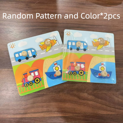 Planches d'identification en bois 3D pour enfants, 2 pièces – Puzzle à main à motif aléatoire, jouet d'éveil, activité Montessori de reconnaissance des formes et des motifs, cadeau de vacances pour tout-petits filles et garçons de 2, 3, 4 ans et plus