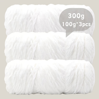 Fil chenille velours, lot de 3 pelotes de 300 g (3 x 100 g), laine douce et épaisse pour tricot et crochet, 47 couleurs, idéal pour débutants, artisanat de luxe pour pulls, écharpes, bonnets, poupées, sacs, amigurumi et projets DIY