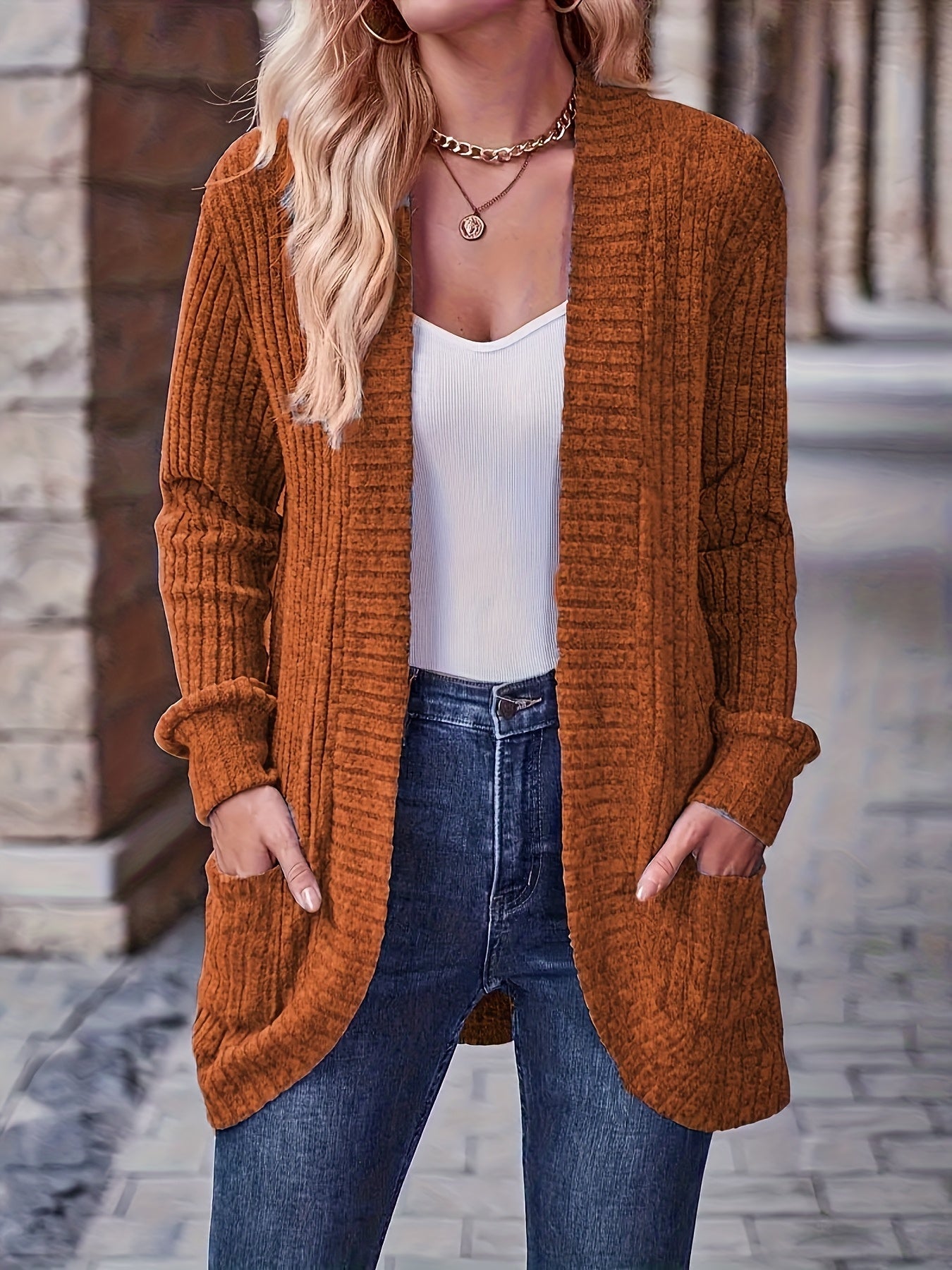 Women's Loose Casual Long Sleeve Blouse Solid Color Pocket Splicing Relaxed Fit Top 10 Colors S-XXL Spring Fall Everyday Wear