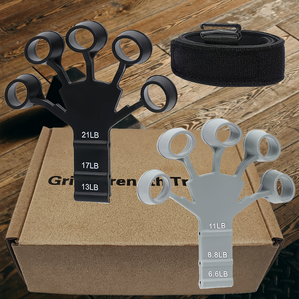 Kit d'entraînement de la force de préhension 4 pièces – Pince de musculation, exerciseur de doigts, anneau de renforcement manuel et extenseur de doigts avec dragonne pour hommes, femmes et athlètes